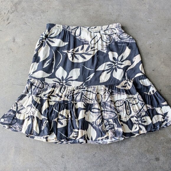 Jams World Black Ivory Sandshell Floral Tiered Mini Skirt large - Picture 10 of 10